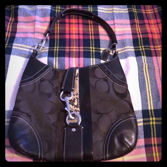 Coach Hampton leather canvas classic hobo - Picture 1 of 8